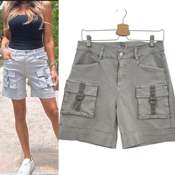 Bevy Flog Kim Cargo Shorts‎ Pockets Cotton Stretch Gray Size 28 - Picture 1 of 11